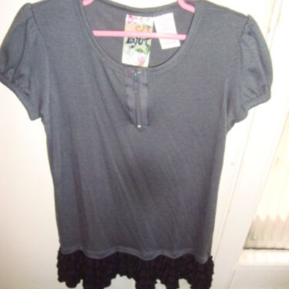 KYUT GRAY BLACK RUFFLE DRESS OR TUNIC TOP